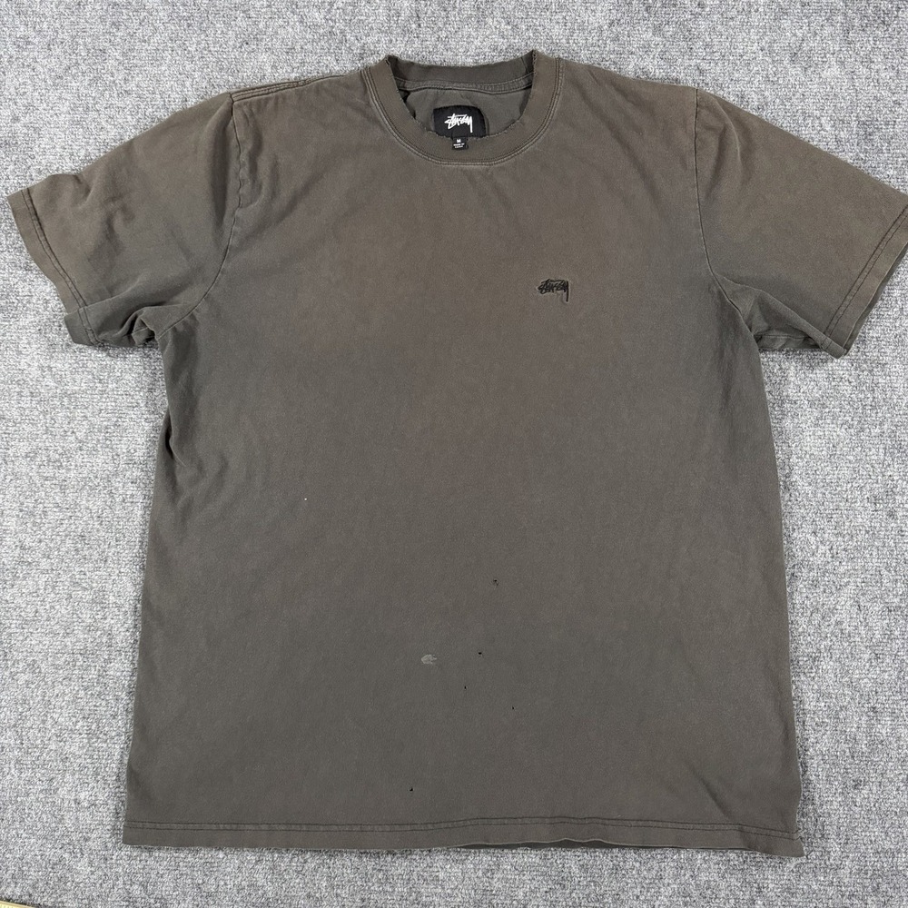 Stussy T Shirt Mens‎ Medium Sun Faded Black Gray Distressed Holes Read